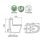 Docasa A111 P-Trap 180 S-Trap 200mm 250mm Bathroom One Piece Rimless WC Water Closet 1Piece Jamban Duduk PP Solf Close