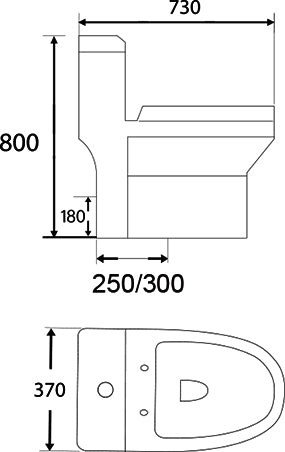Docasa A890 P-trap 180mm S-Trap 250mm 300mm Bathroom One Piece Rimless Washdown WC Water Closet 1 Piece Jamban Duduk