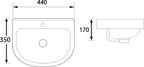 DOCASA B305 440mm Ceramic Wall Hung Basin Sinki Tandas Bilik Mandi For Bathroom, Dining Area, And Outdoor