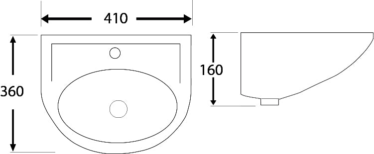 DOCASA B306 410mm Ceramic White Wall Hung Basin Basin Sinki Tandas Bilik Mandi For Bathroom,Dining Area, And Outdoor