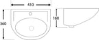 DOCASA B306 410mm Ceramic White Wall Hung Basin Basin Sinki Tandas Bilik Mandi For Bathroom,Dining Area, And Outdoor