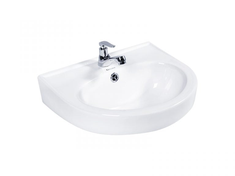 DOCASA B306 410mm Ceramic White Wall Hung Basin Basin Sinki Tandas Bilik Mandi For Bathroom,Dining Area, And Outdoor
