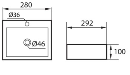 DOCASA B308 280mm Ceramic Wall Hung Basin Sinki Tandas Bilik Mandi For Bathroom, Dining Area, And Outdoor