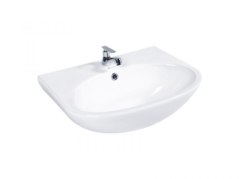DOCASA B500 495mm Ceramic White Wall Hung Basin Sinki Tandas Bilik Mandi For Bathroom, Dining Area, And Outdoor
