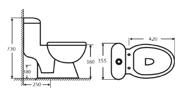 Docasa WD011 P-trap 180mm S-Trap 250mm Bathroom Closed Couple Washdown WC Water Closet 2 Piece Jamban Duduk Murah Jimat