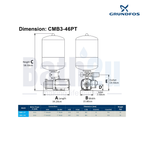 Grundfos CMB3-46PT 0.5kW Automatic Home Water Pressure Booster Pump with 18L Pressure Tank