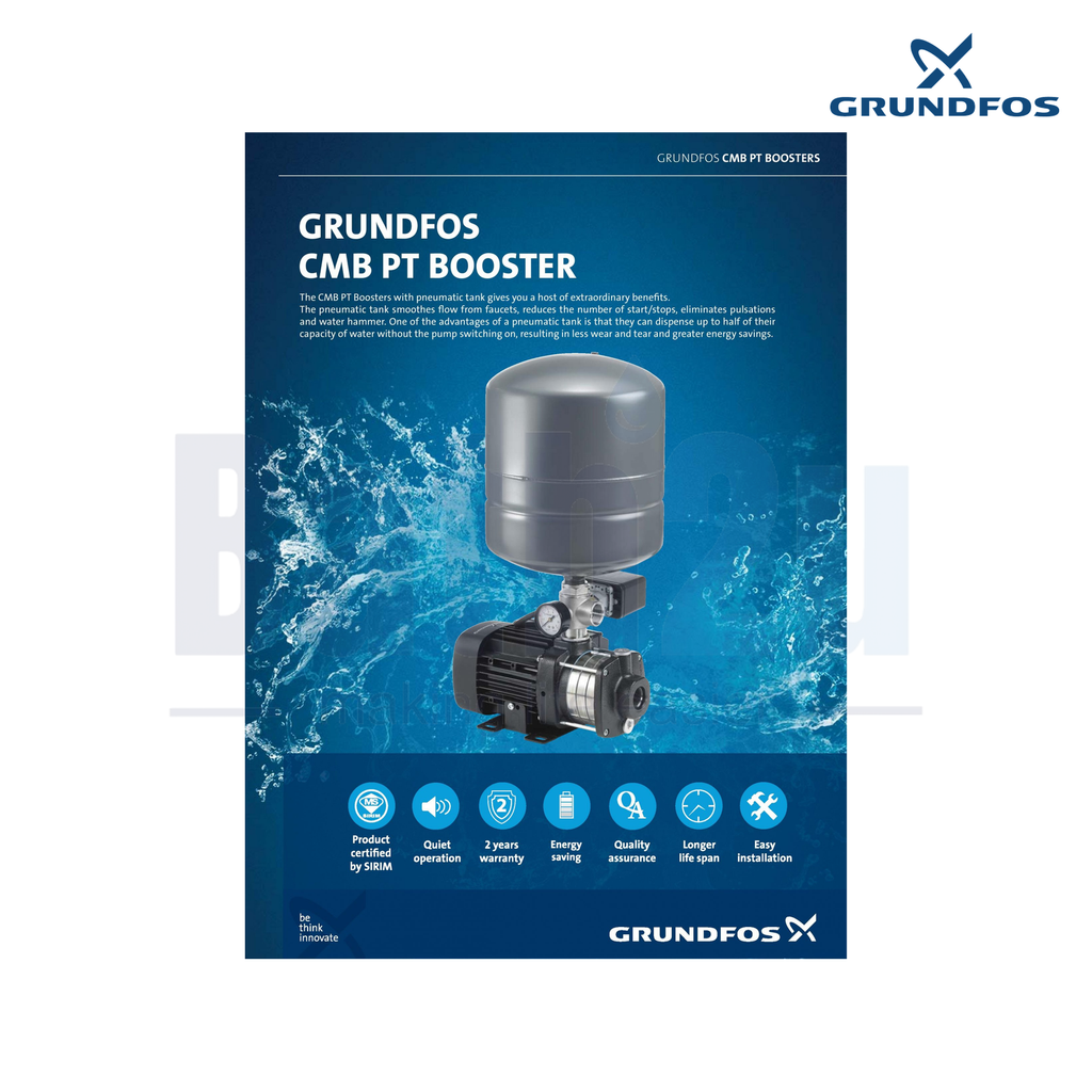 Grundfos CMB5-37PT Home Water Booster Pump with 18L Pressure Tank