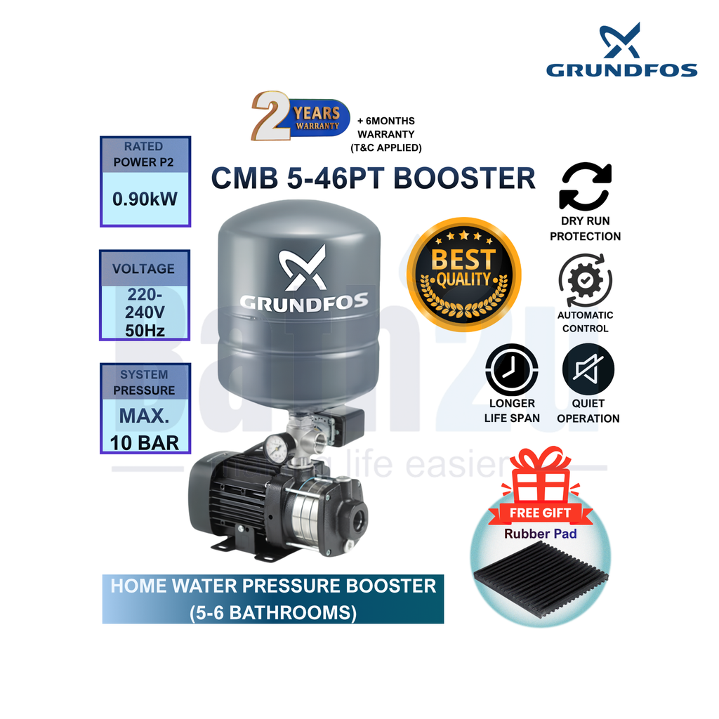 Grundfos CMB5-46PT 0.9kW 18L Home Water Pressure Booster Pump