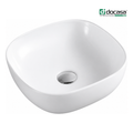 DOCASA 1085 400mm Square Counter Mounting Wash White Basin come with single pre-punched tap hole & cap