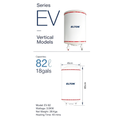 ELTON EV-82 Vertical Storage Water Heater 82 Litres 18 Gals 3.0KW White Stainless Steel Tank Hot Water System
