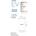 ELTON EV-123 Vertical Storage Water Heater 123 Litres 27 Gals 3.0KW White Stainless Steel Tank Hot Water System