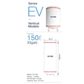ELTON EV-150 Vertical Storage Water Heater 150 Litres 33 Gals 3.0KW White Stainless Steel Tank Hot Water System