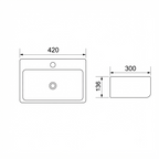DOCASA K59 420mm Ceramic White Counter Top Basin | Modern Wash Sink for Bathroom & Bilik Air
