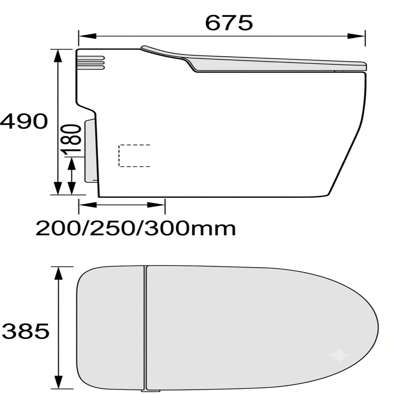 DOCASA A6000 Ceramic PTRAP STRAP 200MM 250MM 300MM Smart Toilet Bowl Set Auto Sensor Dual Flush Tankless Water Closet
