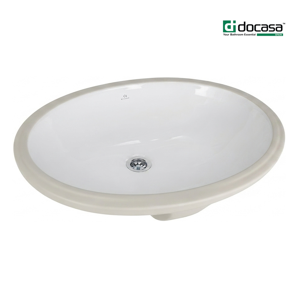 DOCASA 276 445mm Ceramic White Under Counter Basin Sinki Tandas Bilik Mandi For Bathroom,Dining Area,Outdoor Murah