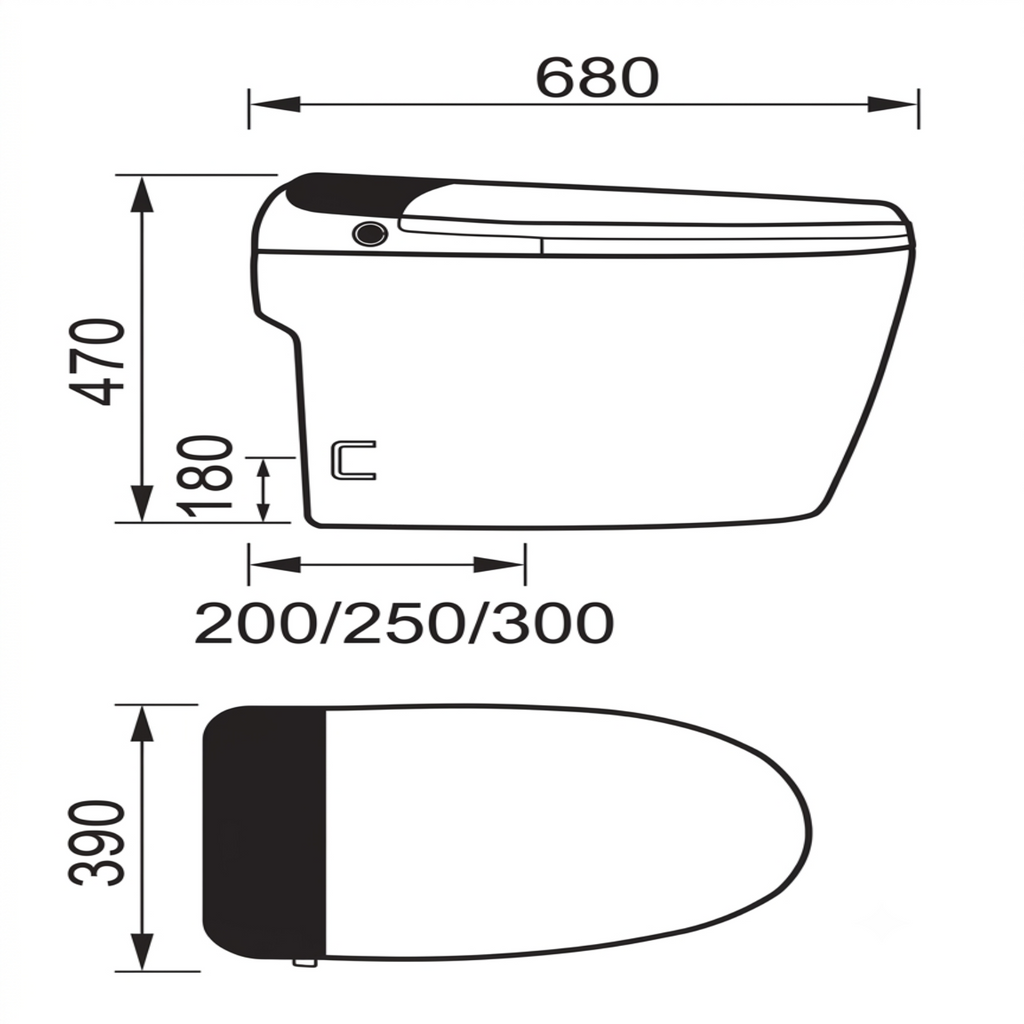 DOCASA A2000 Ceramic PTRAP STRAP 200MM 250MM 300MM Smart Toilet Bowl Set Auto Sensor Dual Flush WaterSaving Water Closet