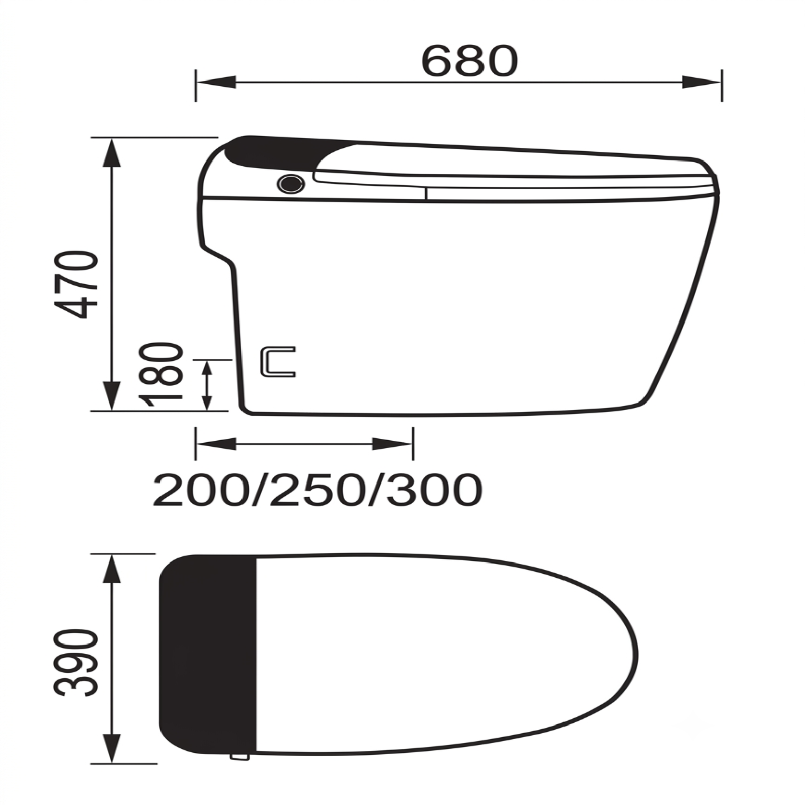 DOCASA A2000 Ceramic PTRAP STRAP 200MM 250MM 300MM Smart Toilet Bowl Set Auto Sensor Dual Flush WaterSaving Water Closet