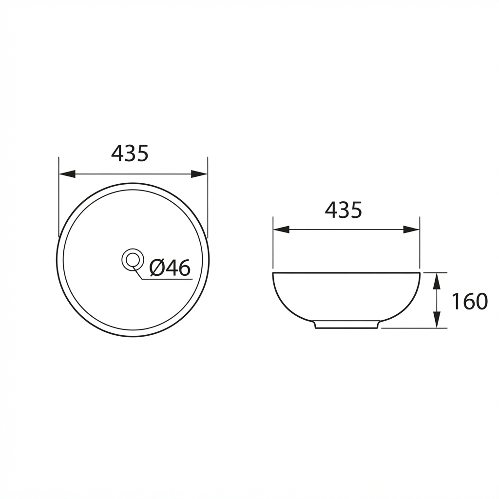 DOCASA 215 435mm Ceramic White Counter Top Basin | Modern Wash Sink for Bathroom & Toilet