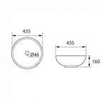 DOCASA 215 435mm Ceramic White Counter Top Basin | Modern Wash Sink for Bathroom & Toilet