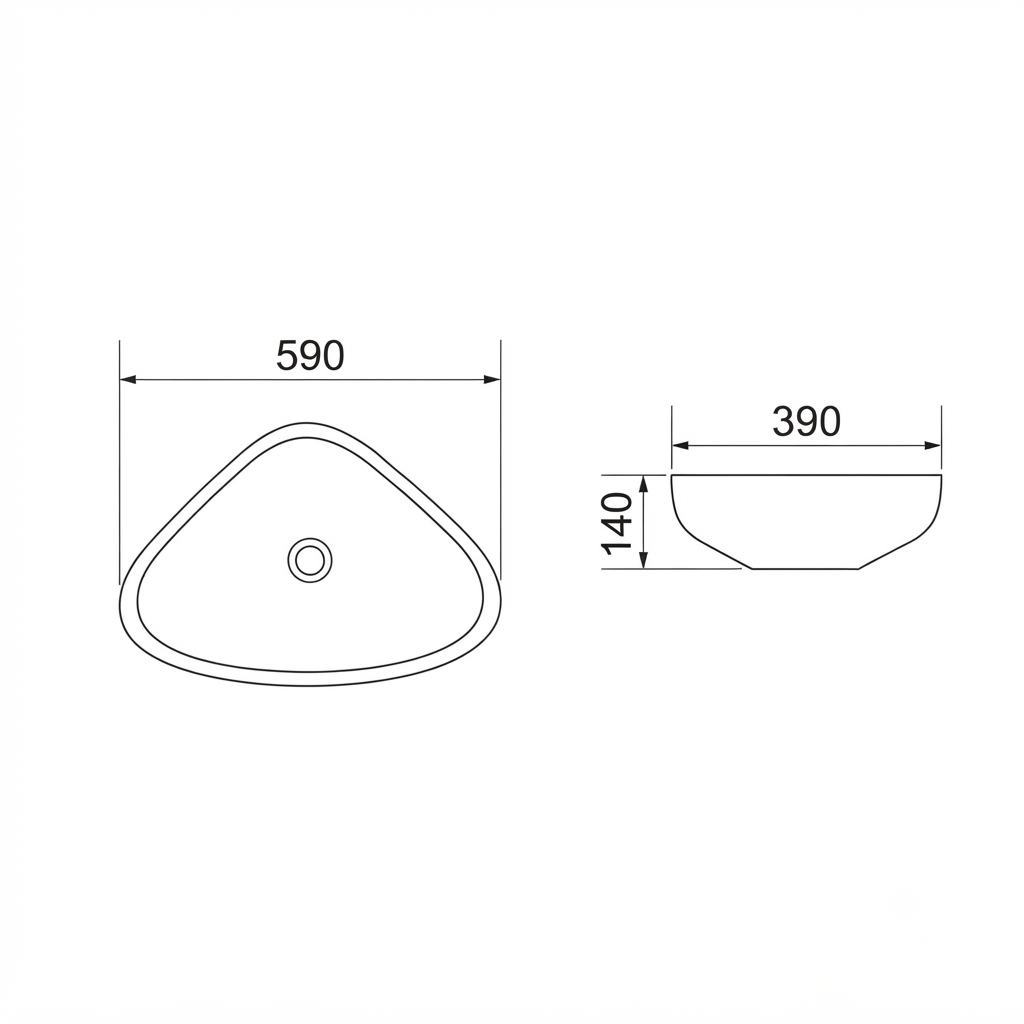 DOCASA K147A 490mm Ceramic White Counter Top Basin | Modern Wash Sink for Bathroom & Bilik Air