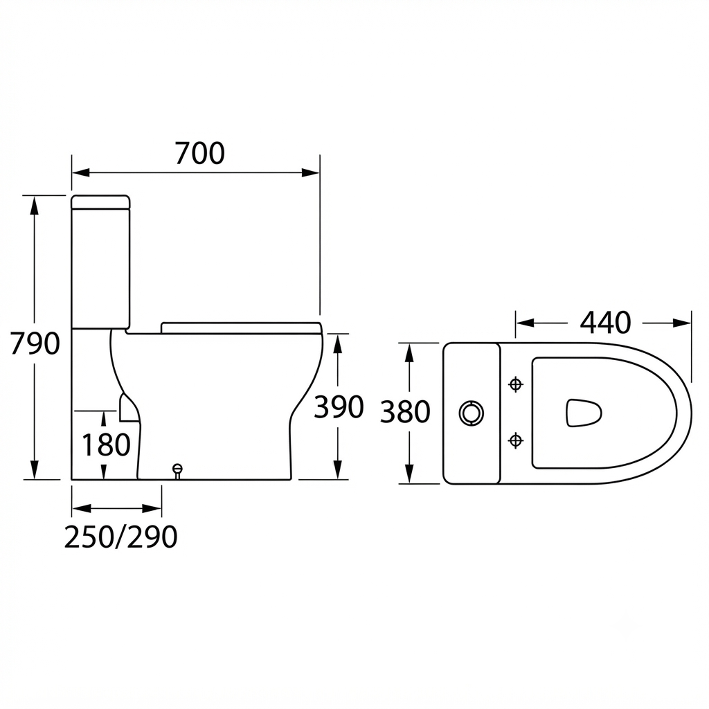Docasa WD055 P-trap 180mm S-Trap 250mm Bathroom Closed Coupled Rimless Washdown WC Water Closet Jamban Duduk