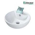 DOCASA 269 450mm Ceramic White Counter Top Basin | Modern Wash Sink for Bathroom & Toilet
