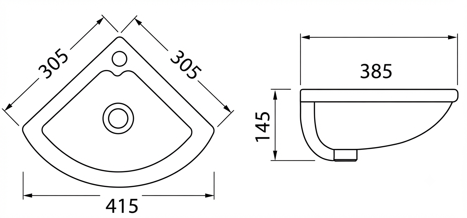DOCASA B311D 360mm Ceramic Wall Hung Basin Sinki Tandas Bilik Mandi For Bathroom, Dining Area, And Outdoor