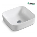 DOCASA 1091 395mm Ceramic White Counter Top Basin | Modern Wash Sink for Bathroom & Bilik Air