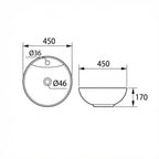 DOCASA 269 450mm Ceramic White Counter Top Basin | Modern Wash Sink for Bathroom & Toilet