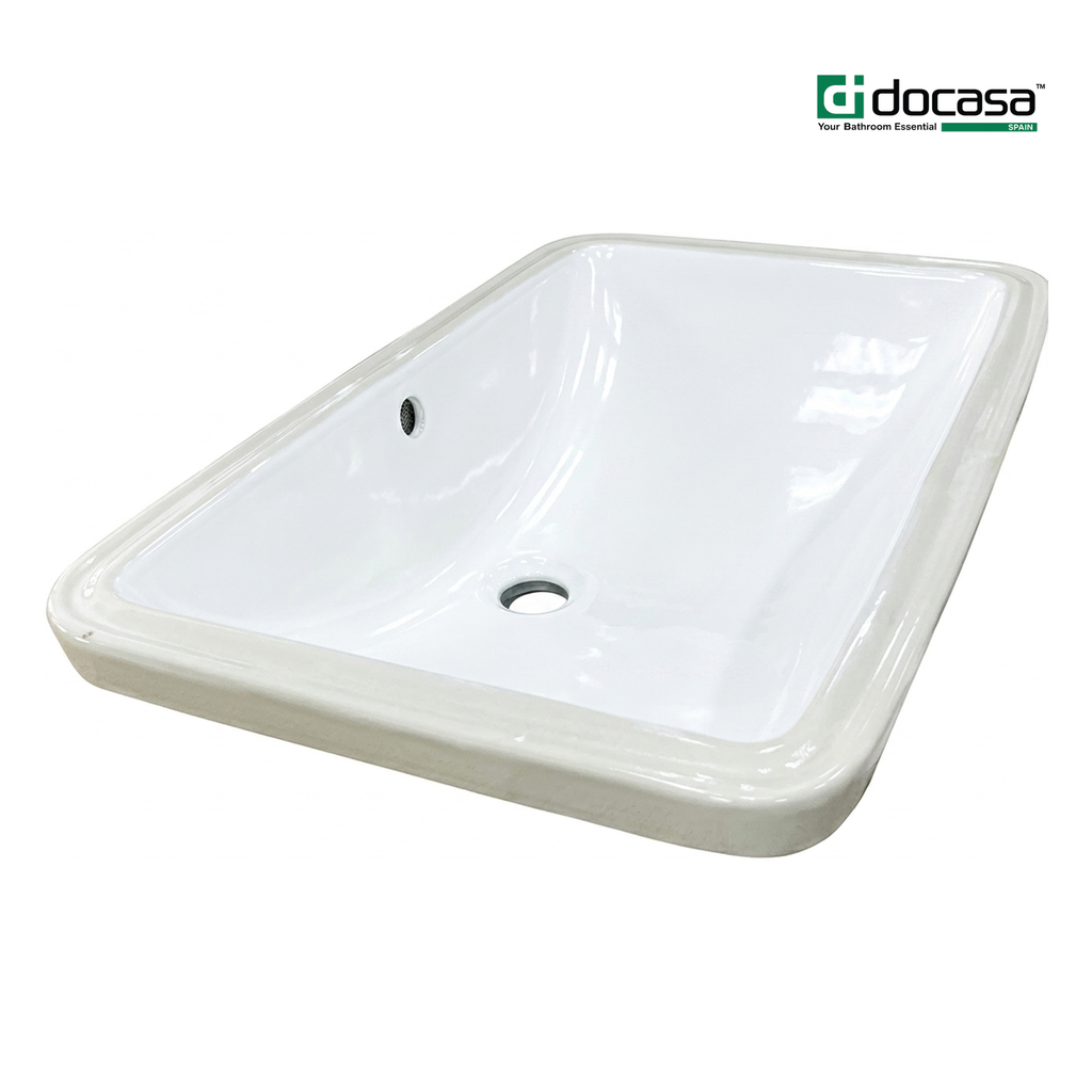 DOCASA 202E 600mm Ceramic WhiteBlack Under Counter Basin Sinki Tandas Bilik Mandi For Bathroom,Dining Area,Outdoor Murah