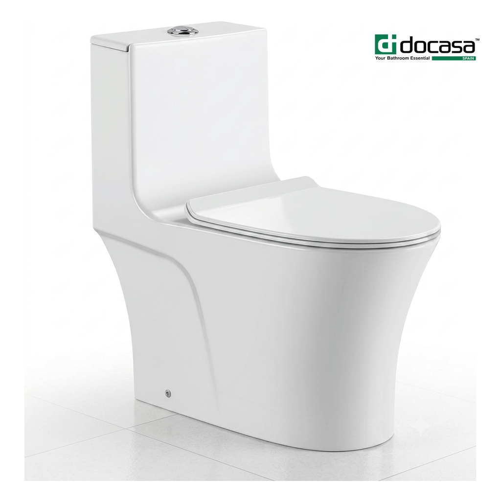 Docasa A343 P-trap 180mm S-Trap 250mm 300mm Bathroom One Piece Rimless Washdown WC Water Closet 1 Piece Jamban Duduk