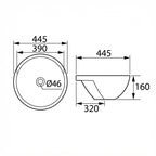 DOCASA 270A 445mm Ceramic Semi Recessed Basin | Modern Wash Sink for Bathroom & Toilet