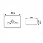 DOCASA 1093 605mm Ceramic White Counter Top Basin | Modern Wash Sink for Bathroom & Bilik Air