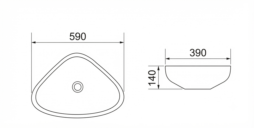DOCASA K147A 490mm Ceramic White Counter Top Basin | Modern Wash Sink for Bathroom & Bilik Air