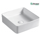 DOCASA 285C 395mm Ceramic White Counter Top Basin Sinki Tandas Bilik Mandi For Bathroom,Dining Area, And Outdoor Murah N