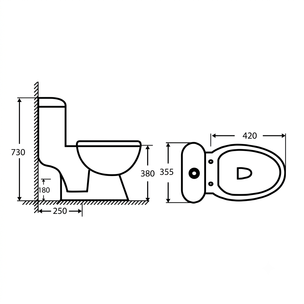 Docasa WD011 P-trap 180mm S-Trap 250mm Bathroom Closed Couple Washdown WC Water Closet 2 Piece Jamban Duduk Murah Jimat