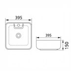 DOCASA 1091A 395mm Ceramic White Counter Top Basin | Modern Wash Sink for Bathroom & Bilik Air