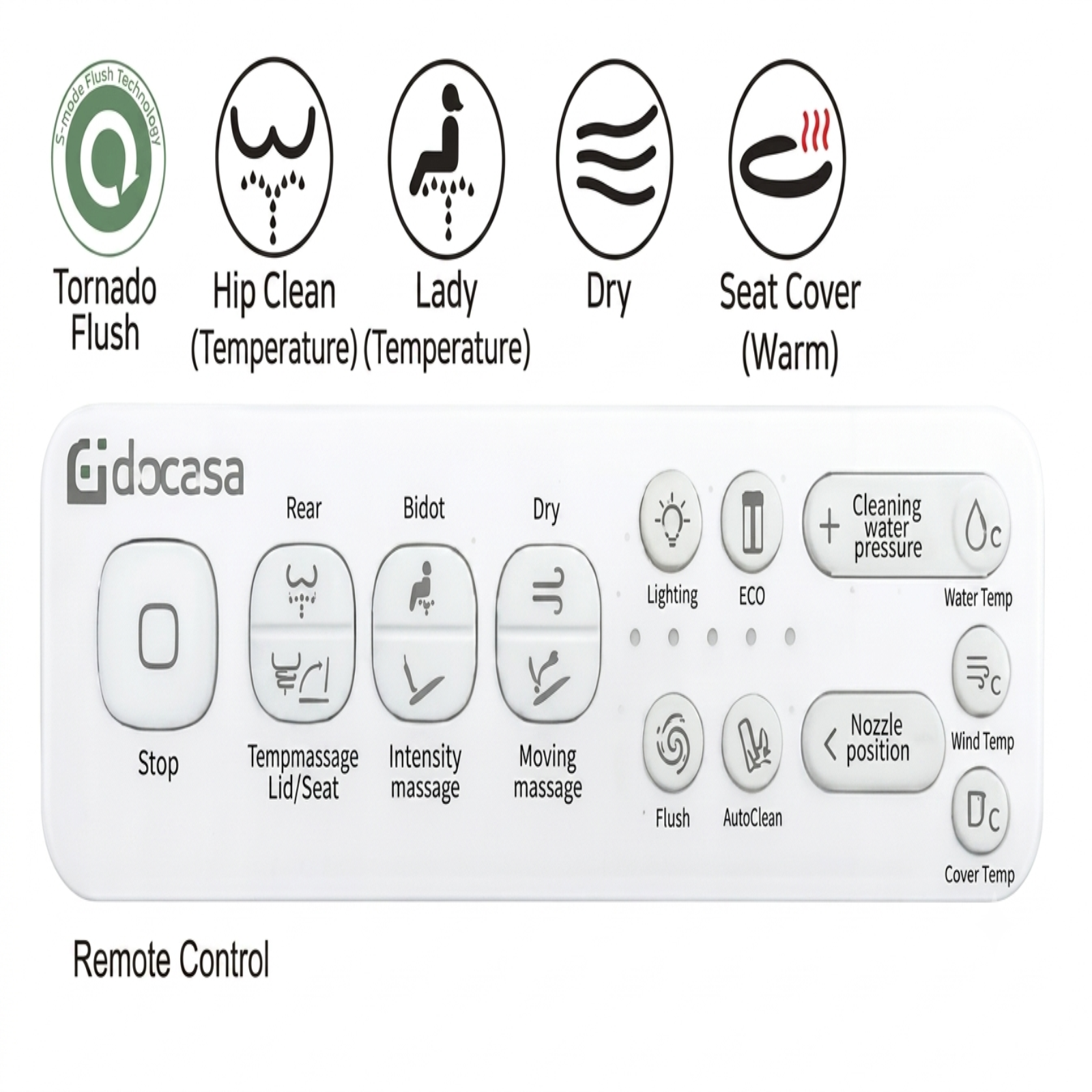 DOCASA A2000 Ceramic PTRAP STRAP 200MM 250MM 300MM Smart Toilet Bowl Set Auto Sensor Dual Flush WaterSaving Water Closet