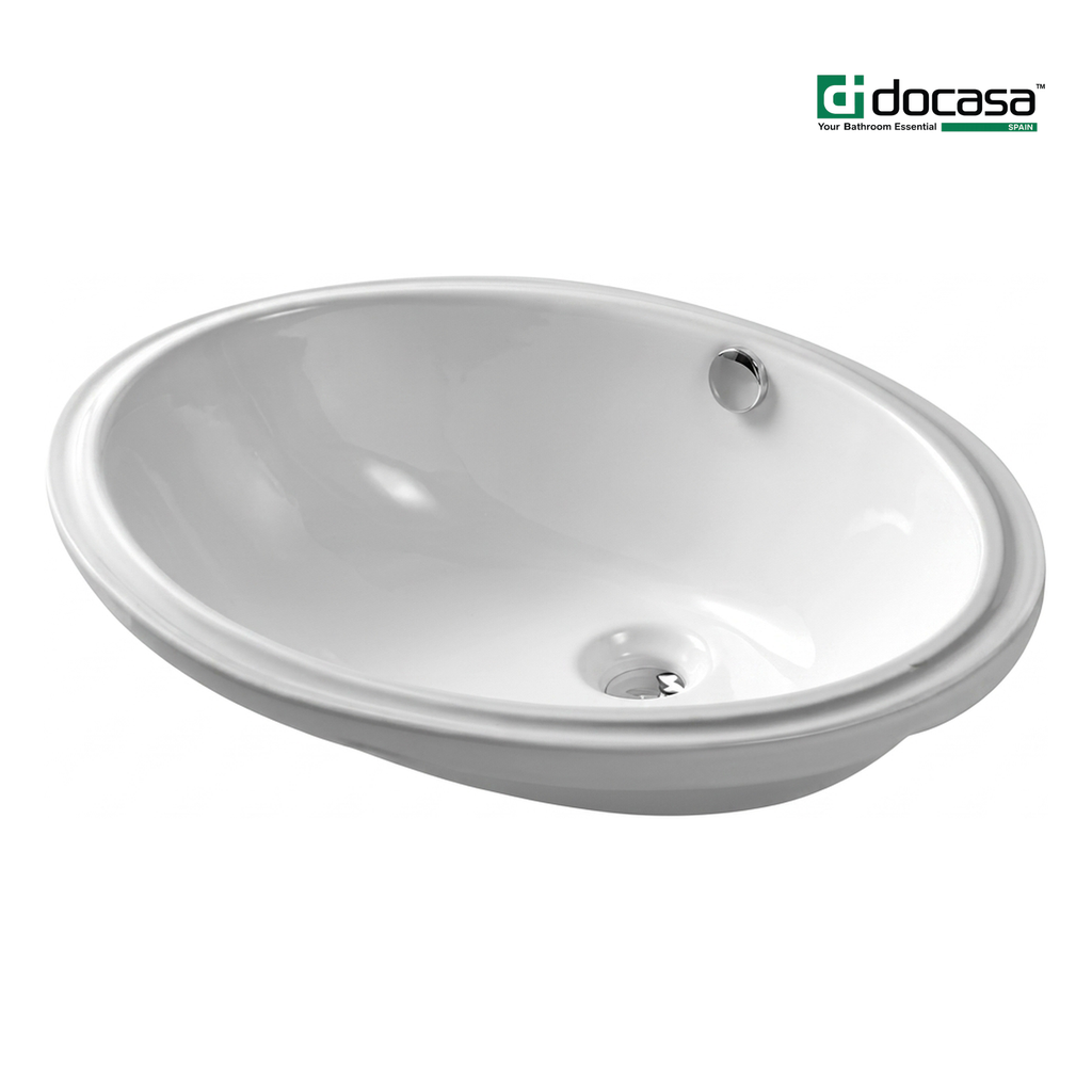 DOCASA 207 560mm Ceramic White Under Counter Basin Sinki Tandas Bilik Mandi For Bathroom,Dining Area, And Outdoor