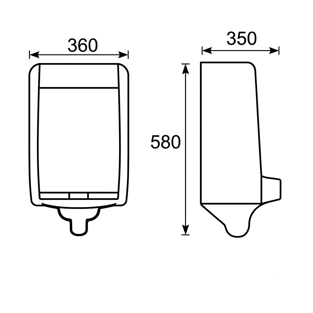 DOCASA WHU111 Wall Hung Urinal Bowl comes with Top Inlet pre-punch flush hole with Exposed Manual Urinal Flush Valve