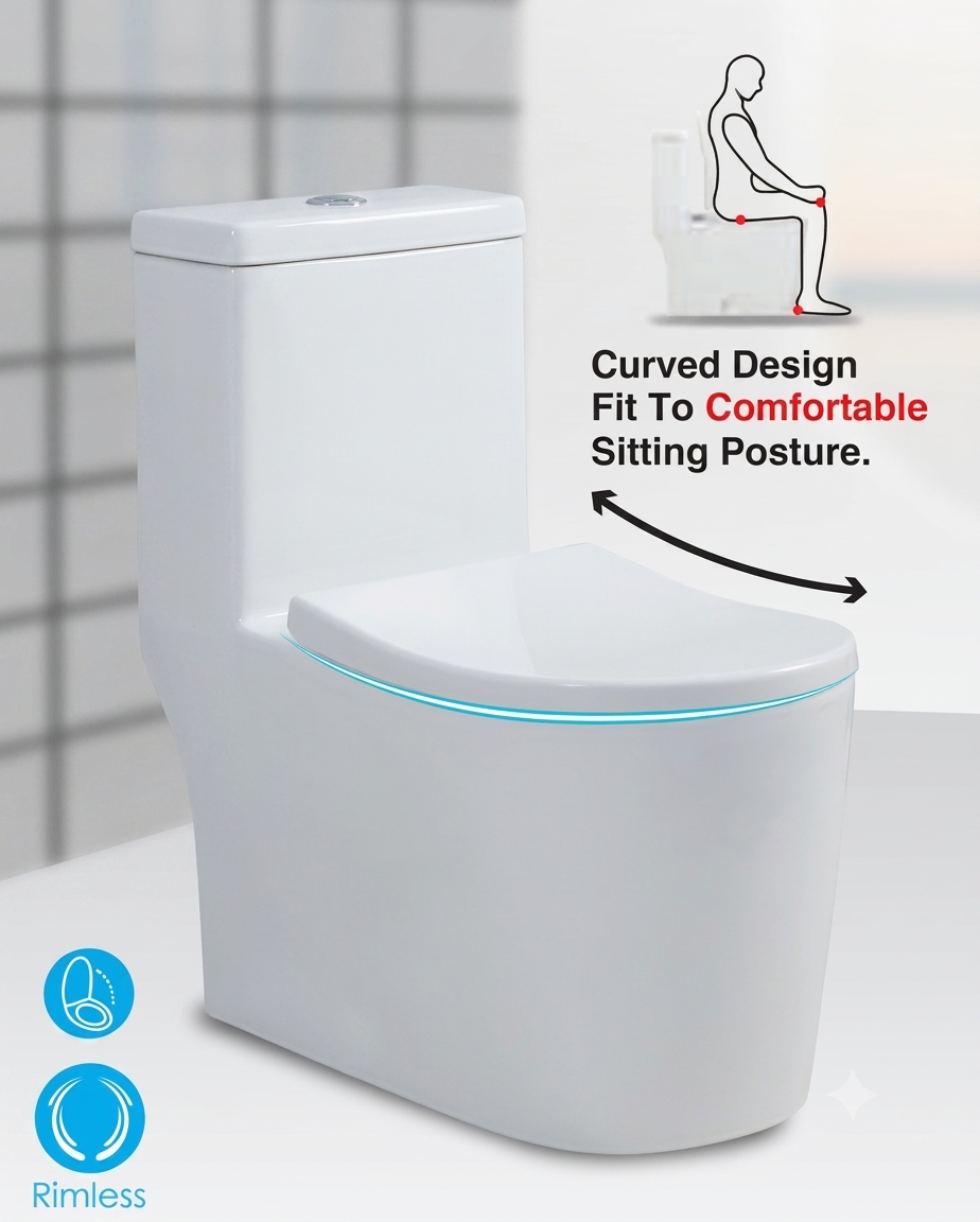 Sorento SRTWC7614-RL S-Trap 200/250mm, P-Trap 180mm One Piece Water Closet Washdown With Rimless Flushing Technology