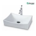 DOCASA 280B 655mm Ceramic White Counter Top Basin | Modern Wash Sink for Bathroom & Bilik Air
