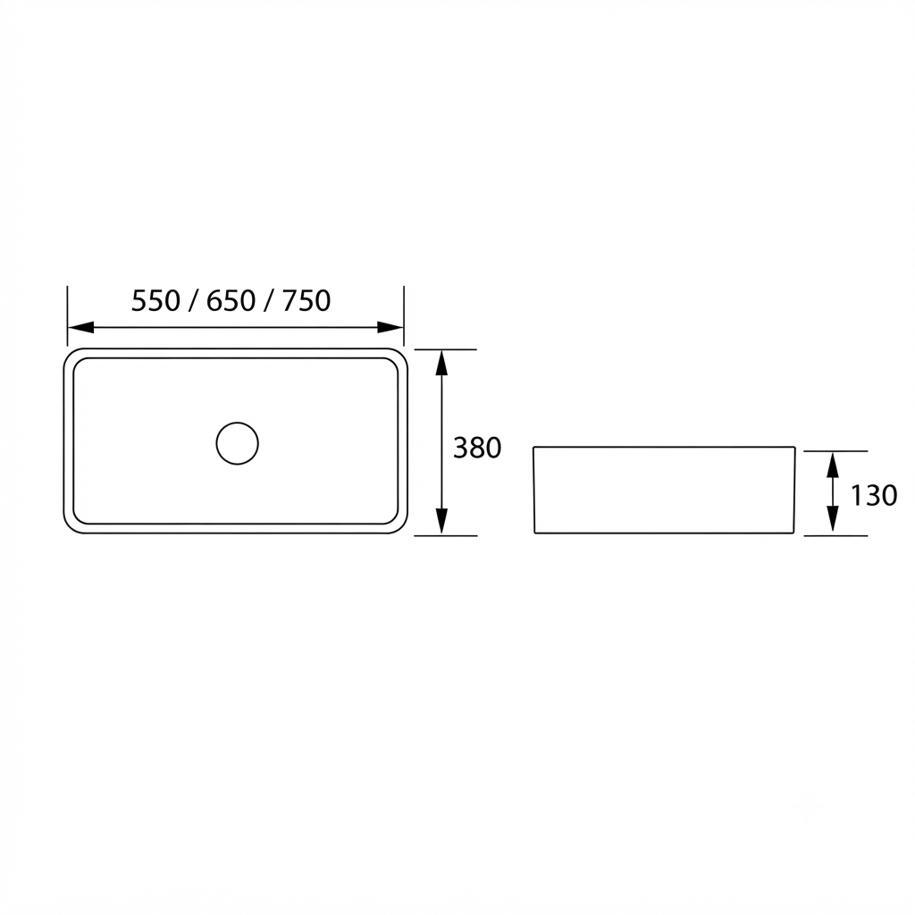 DOCASA K505A 550mm Ceramic White Counter Top Basin | Modern Wash Sink for Bathroom & Bilik Air