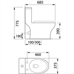 Docasa A400 P-trap 180mm S-Trap 100mm till 300mm Bathroom One Piece Rimless Washdown WC Water Closet 1Piece Jamban Duduk