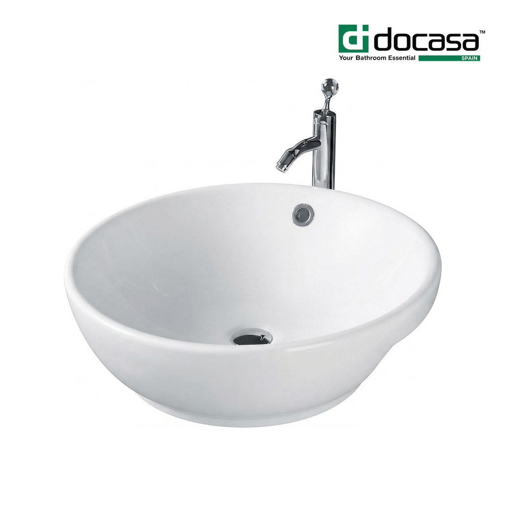 DOCASA 270A 445mm Ceramic Semi Recessed Basin | Modern Wash Sink for Bathroom & Toilet
