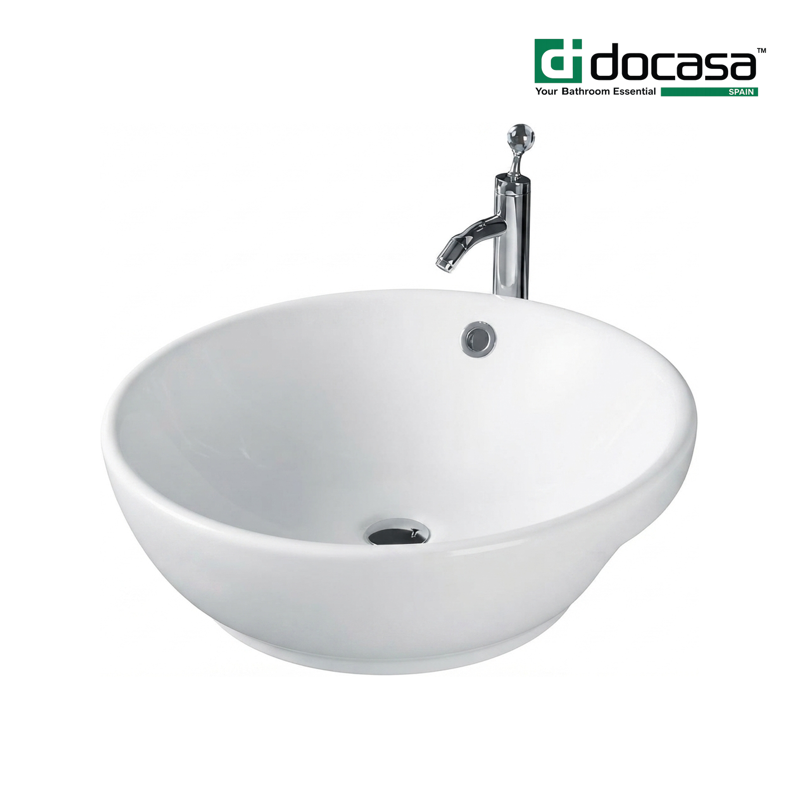DOCASA 270A 445mm Ceramic Semi Recessed Basin | Modern Wash Sink for Bathroom & Toilet