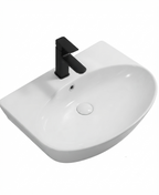 DOCASA B901 130mm Half Pedestal Basin White single Pre-punched Tap Hole c/w Overflow