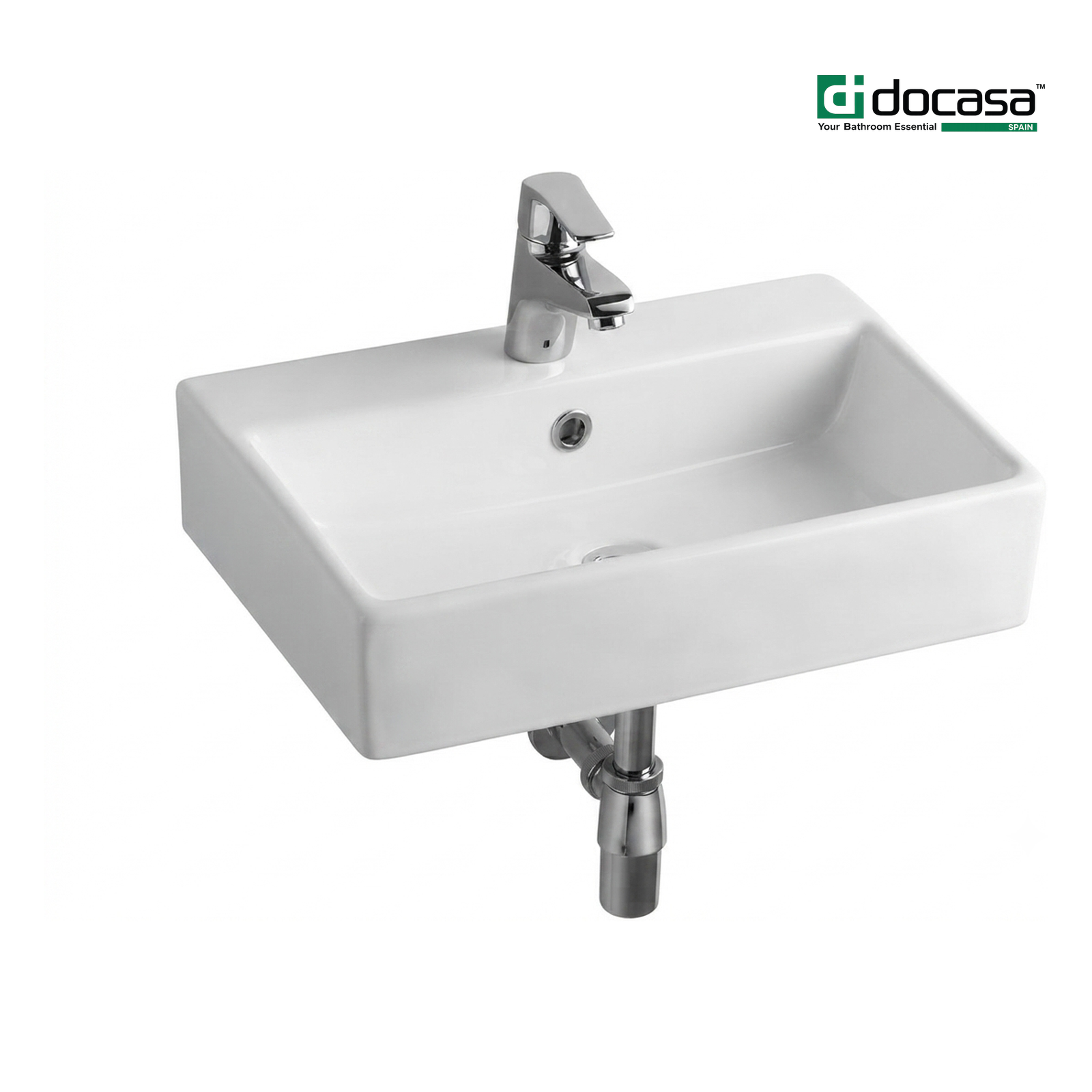 DOCASA B303 540mm Ceramic Wall Hung Basin Sinki Tandas Bilik Mandi For Bathroom, Dining Area, And Outdoor
