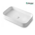 DOCASA K505A 550mm Ceramic White Counter Top Basin | Modern Wash Sink for Bathroom & Bilik Air
