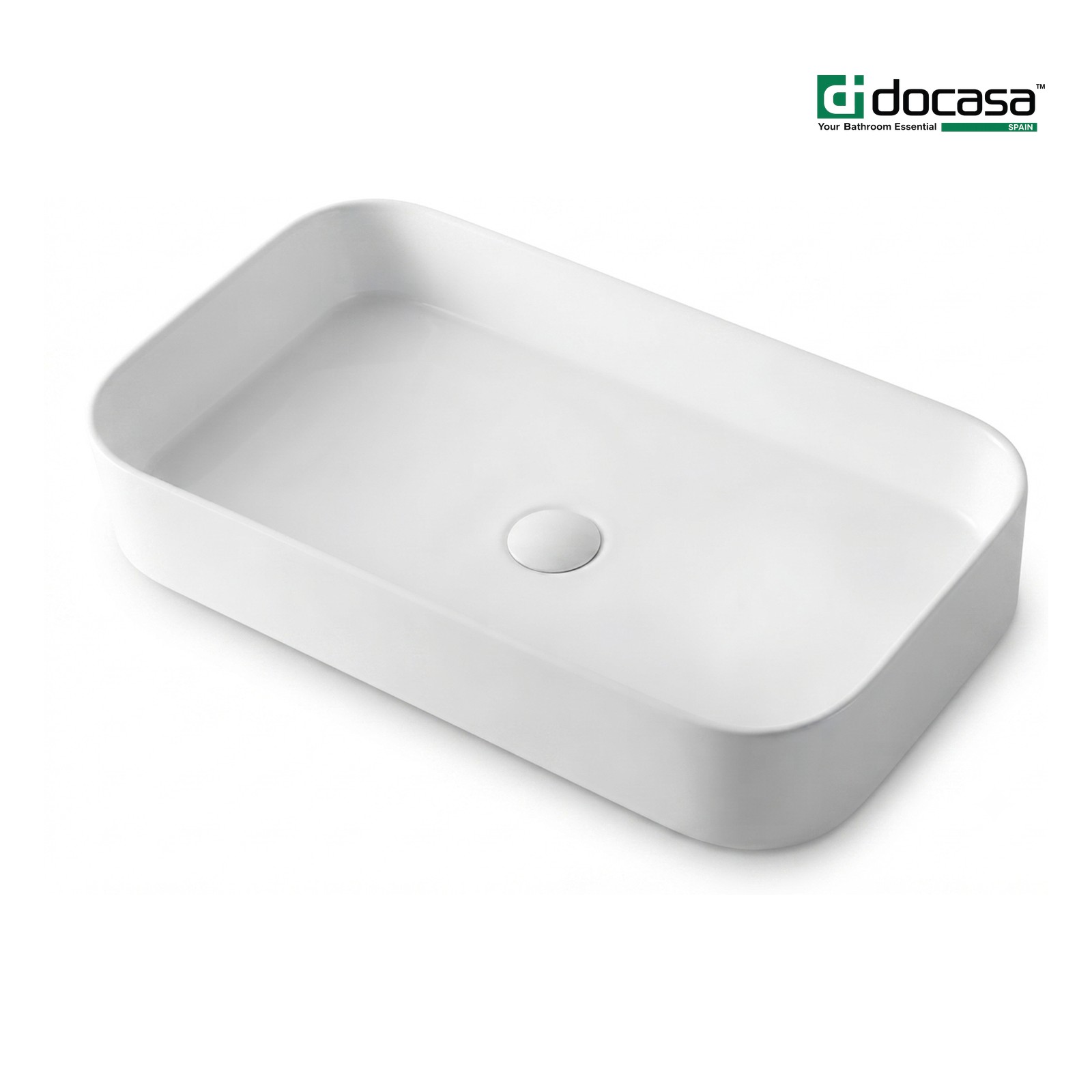DOCASA K505A 550mm Ceramic White Counter Top Basin | Modern Wash Sink for Bathroom & Bilik Air